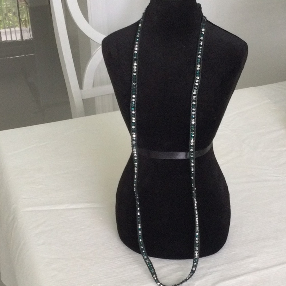 Woman’s Necklace 17” long color white and Turquoise stones
